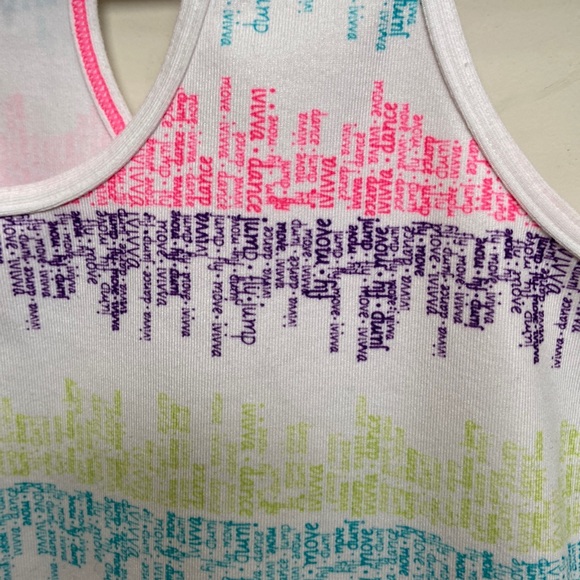 Ivivva White Racerback Tank Top with Fluorescent Words - Picture 4 of 6